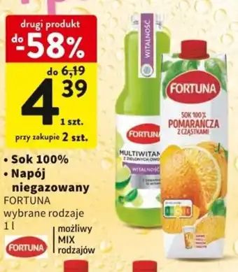 Intermarche Fortuna Sok 100%/Napój niegazowany 1l oferta