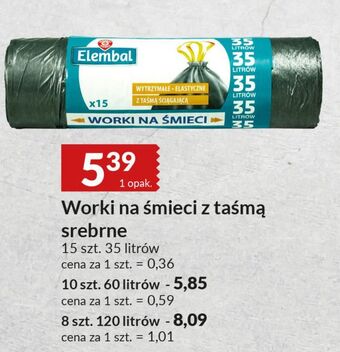 E.Leclerc Worki na śmieci 60 l srebrne wiodąca marka elembal oferta