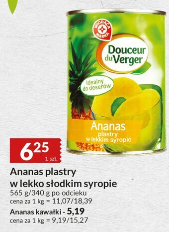 E.Leclerc Ananasy kawałki w syropie wiodąca marka douceur du verger oferta