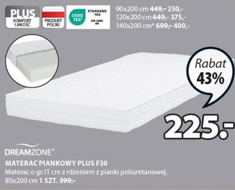 JYSK Dreamzone Materac piankowy Plus F30 80x200cm oferta