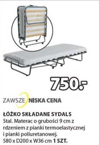 Łóżko składane Sydals S80xD200xW36cm