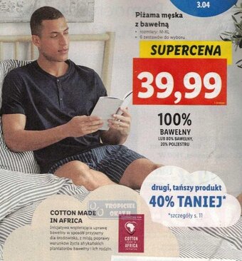 Lidl Piżama męska z bawełny oferta