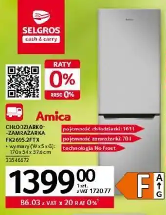 Selgros Amica Chłodziarko-zamrażarka FK2 695.2FTX oferta