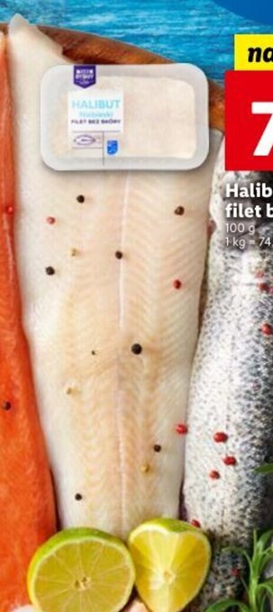Lidl Halibut, filet bez skóry 100g oferta