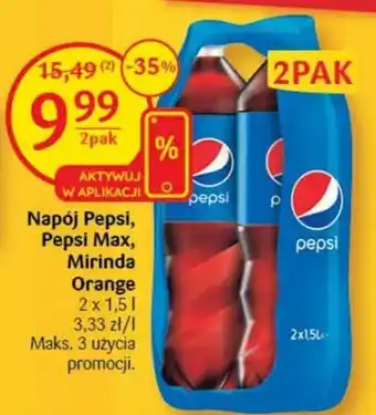 Delikatesy Centrum Pepsico Napój Pepsi, Pepsi Max, Mirinda Orange 2x1,5l oferta