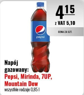 Eurocash Napój gazowany Pepsi, Mirinda, 7UP, Mountain Dew 0,85l oferta