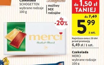 Intermarche Czekolada mleczna z kawałkami orzechów i migdałami storck merci oferta