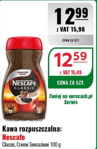 Eurocash Nescafe Kawa rozpuszczalna 100g oferta