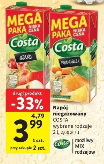 Intermarche Napój pomarańczowy costa oferta