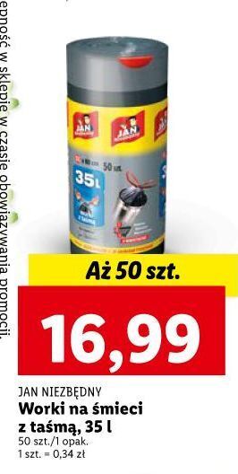 Lidl Worki na śmieci z taśmą 35 l jan niezbędny oferta