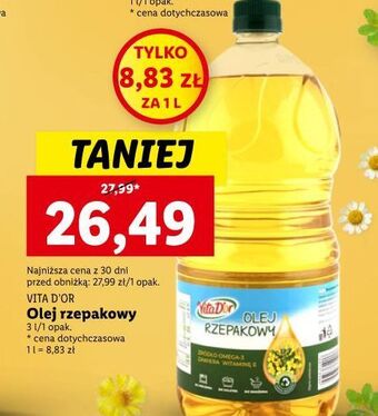 Lidl Olej rzepakowy vita d'or oferta