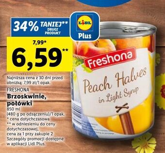 Lidl Brzoskwinie połówki w syropie freshona oferta