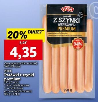 Lidl Parówki z szynki wieprzowej pikok oferta