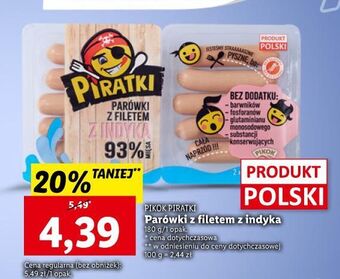 Lidl Parówki z indyka pikok piratki oferta