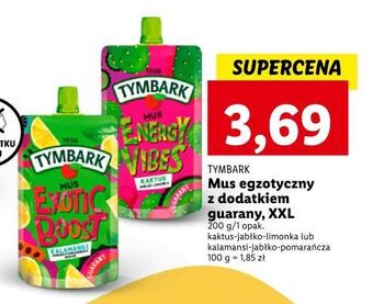 Lidl Mus jabłko-pomarańcza-banan-kalamansi tymbark exotic boost oferta