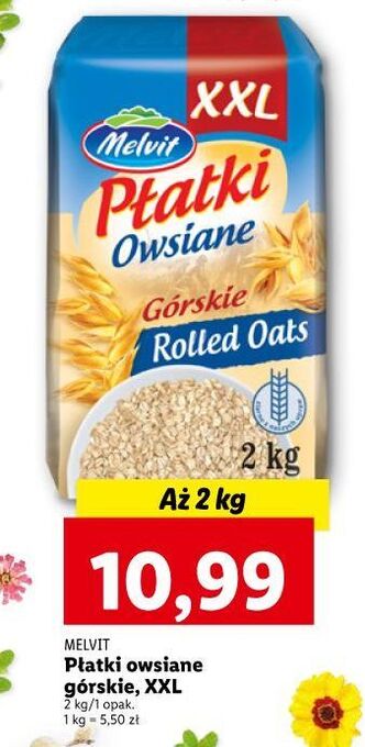 Lidl Płatki owsiane górskie melvit oferta