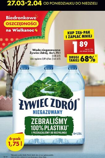 Biedronka Woda niegazowana żywiec zdrój oferta