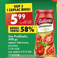 Biedronka Sos do spaghetti oryginalny pudliszki oferta