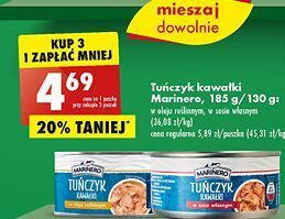 Biedronka Tuńczyk kawałki w oleju roślinnym marinero oferta