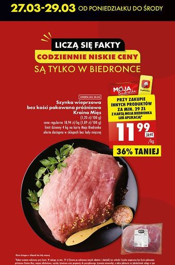 Biedronka Szynka wieprzowa bez kości kraina mięs oferta