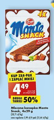 Biedronka Baton mleczny zott monte snack oferta