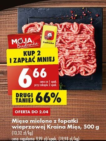 Biedronka Mięso mielone z łopatki wieprzowej kraina mięs oferta