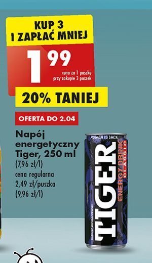 Biedronka Napój original tiger energy drink oferta