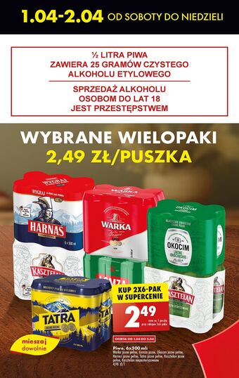 Biedronka Piwo tatra jasne pełne oferta