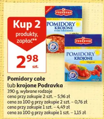 Auchan Pomidory krojone w soku pomidorowym z cebulką podravka oferta