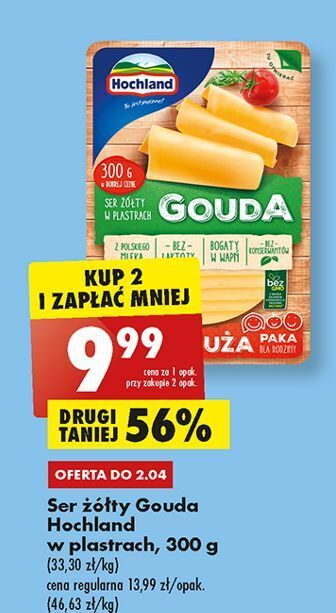 Biedronka Ser gouda plastry hochland oferta