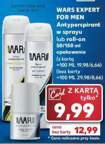 Kaufland Wars Expert For men Antyperspirant w sprayu lub roll-on 50/150ml oferta