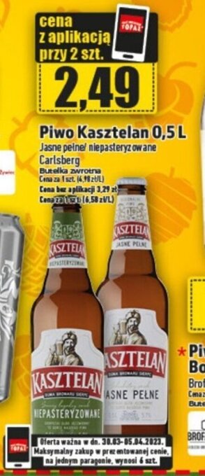 Topaz Carlsberg Piwo Kasztelan 0,5 L oferta