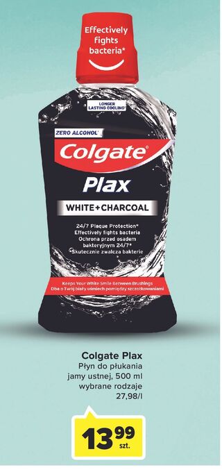 Carrefour Płyn do płukania white + charcoal colgate plax oferta