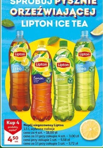Auchan Herbata mrożona zero lipton green ice tea oferta
