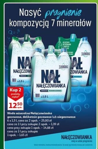 Auchan Woda delikatnie gazowana nałęczowianka oferta