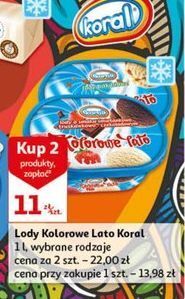 Auchan Lody śmietankowo-truskawkowo-czekoladowe koral kolorowe lato oferta