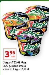 Auchan Jogurt brzoskwinia-gruszka + ziarna dyni i słonecznika bakoma 7 zbóż men oferta