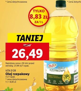 Lidl Olej rzepakowy vita d'or oferta