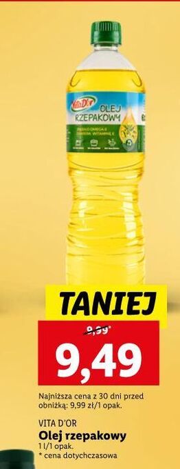 Lidl Olej rzepakowy vita d'or oferta