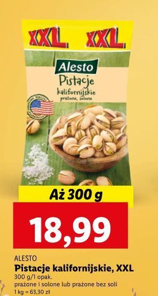 Lidl Pistacje niesolone alesto oferta