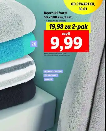 Lidl Ręczniki frotte 50 x 100 cm oferta