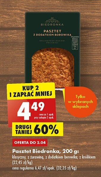 Biedronka Pasztet z królikiem oferta