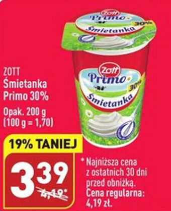 ALDI Zott Śmietanka Primo 30% 200g oferta