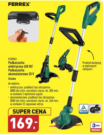 Ferrex Podkaszarka elektryczna 450W / Podkaszarka akumulatorowa 20V