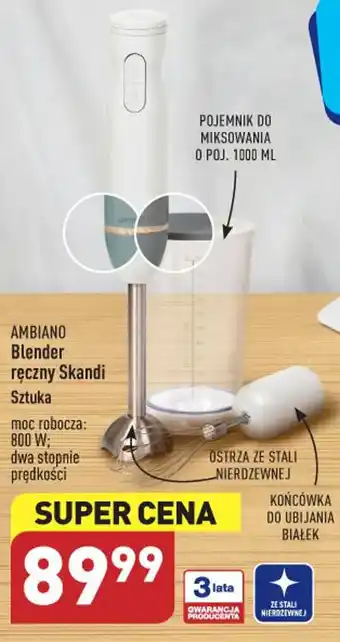 ALDI Ambiano Blender ręczny Skandi 800W oferta