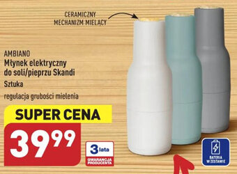 ALDI Ambiano Młynek elektryczny do soli/pieprzu Skandi oferta
