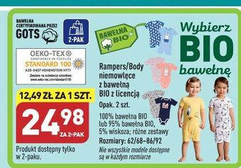 ALDI Body niemowlęce z bawełną bio 62/68-86/92 pocopiano oferta