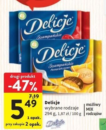 Intermarche Ciastka z galaretką pomarańczową delicje szampańskie oferta