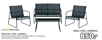 JYSK Ydby Stół + sofa + 2 krzesła S50xD85xW38cm oferta