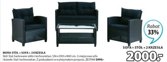 JYSK Mora stół + sofa + 2 krzesła oferta